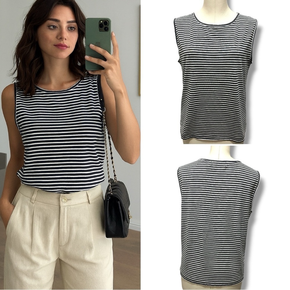 421 MINKPINK |EUC Oversized Fit Navy & White Striped Sleeveless Tank (Size XS-S)